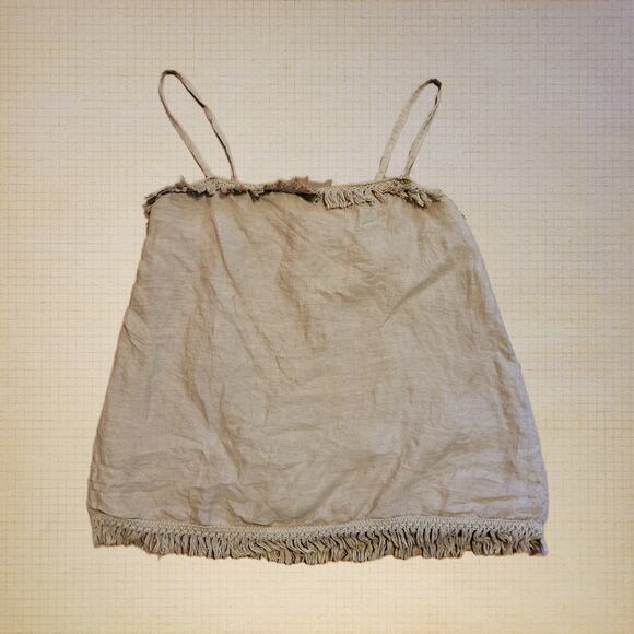 Francesca Bettini, Small |  Linen Cami Top Tan Boho Fringe Womans - Picture 1 of 5